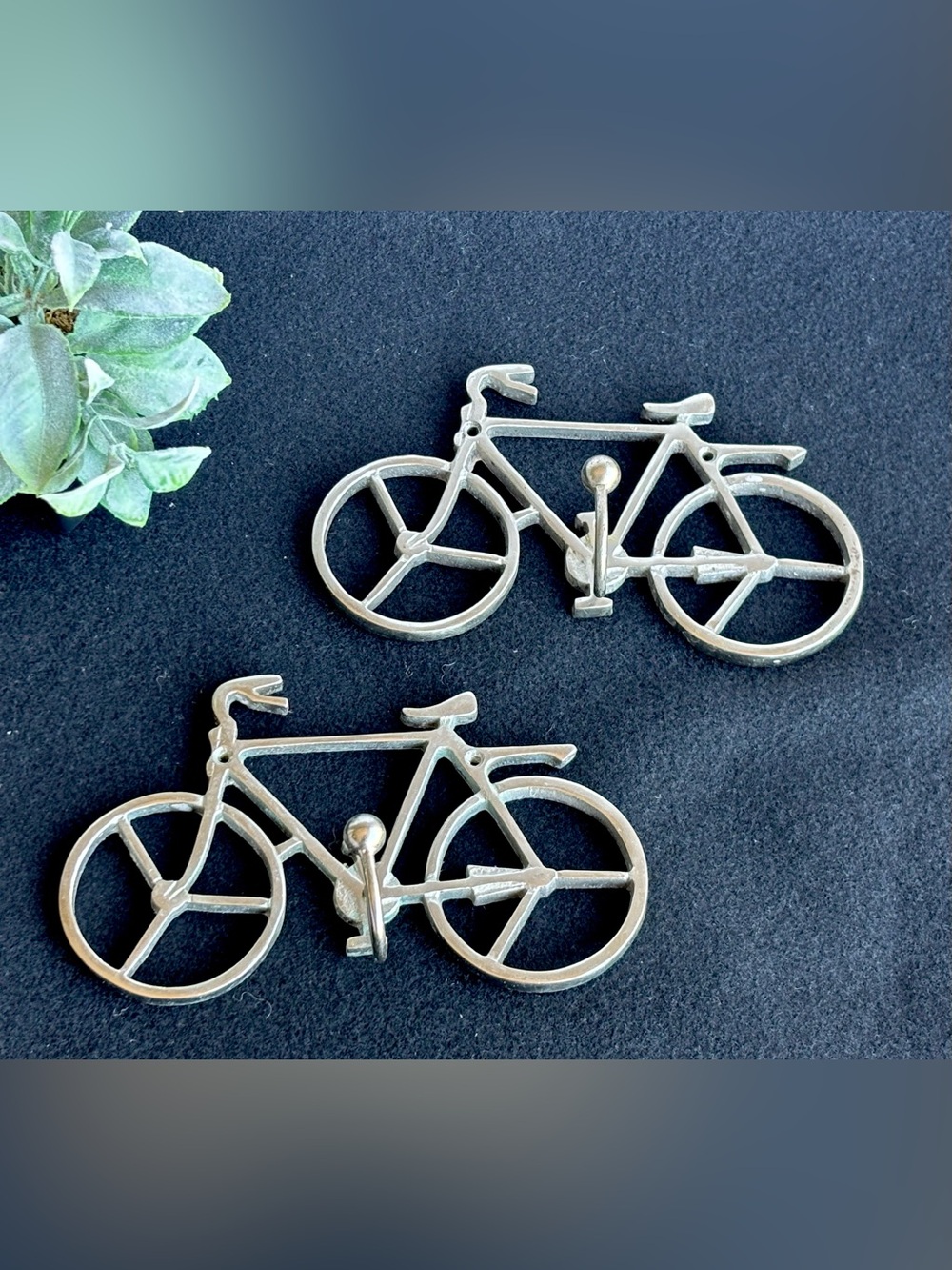 Silver Bicycle Wall Hangers - Metal Bike Accent
